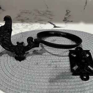 Vintage Cast iron oil lampWall-Mount Ring Holder